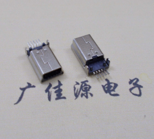 青岛MINI USB公头 5pin端子贴板带柱 10.7mm体长