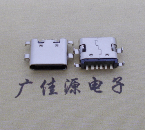 青岛简易充电type c6P母座沉板1.6mm接口