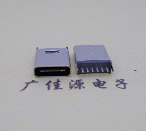 青岛直立式插板Type-C6p母座连接器高H=10.0mm