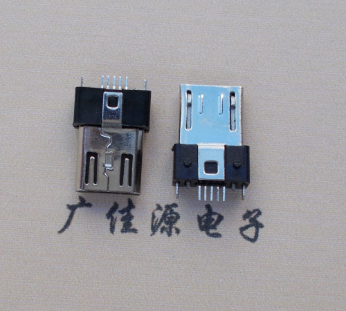 青岛MICRO USB 5P公头B型SMT贴板带柱
