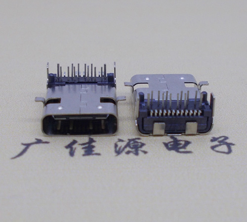 青岛板上型type-c24p母座前插后贴，卧式type-c连接器